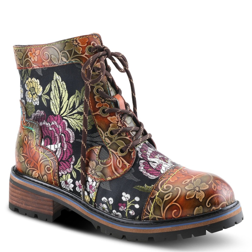 L’Artiste by Spring Step Leather Lace Up Boots - Fantastic Brown Multi